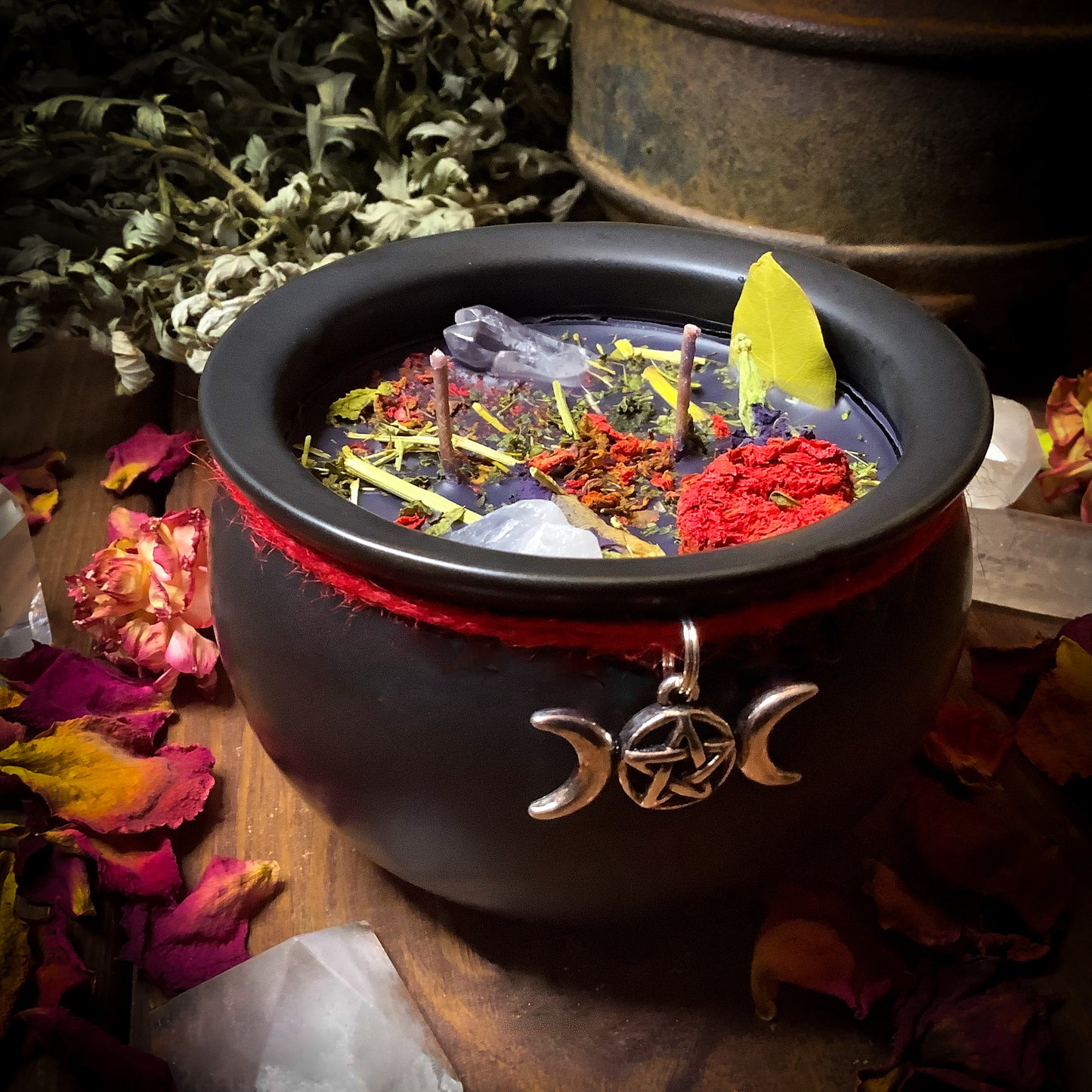 Witching Hour ~ Ceramic Cauldron ~ Handmade Candle
