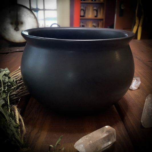 Black Ceramic Cauldron Medium ~ Food Safe, Oven Safe