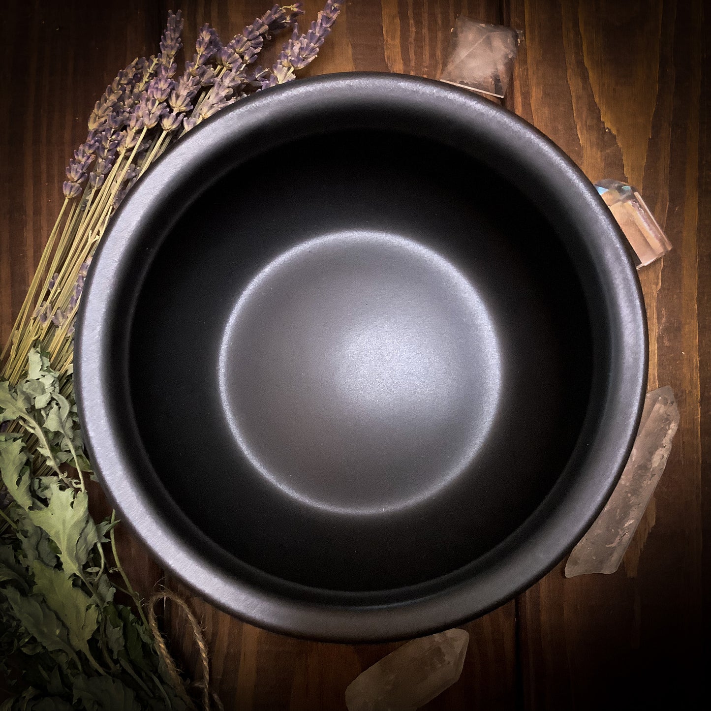 Black Ceramic Cauldron Medium ~ Food Safe, Oven Safe