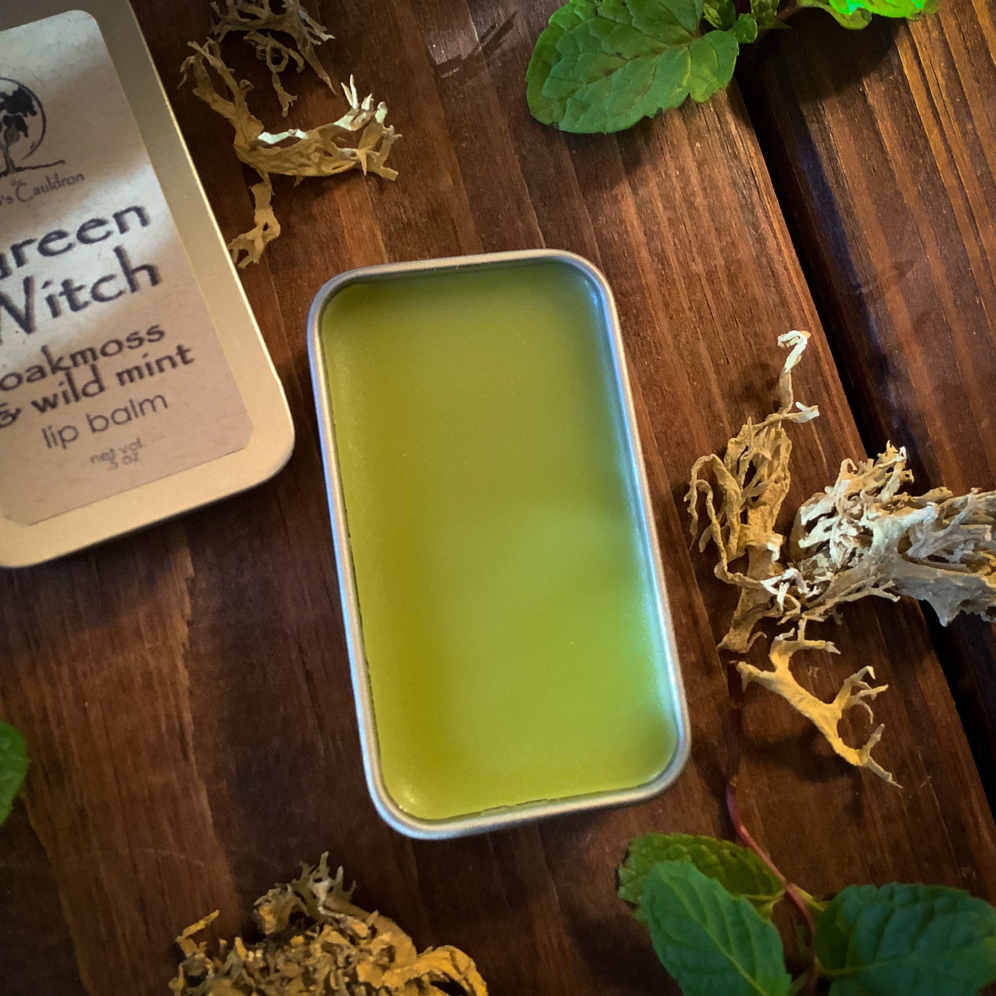 Green Witch ~ Oakmoss and Wild Mint Lip Salve