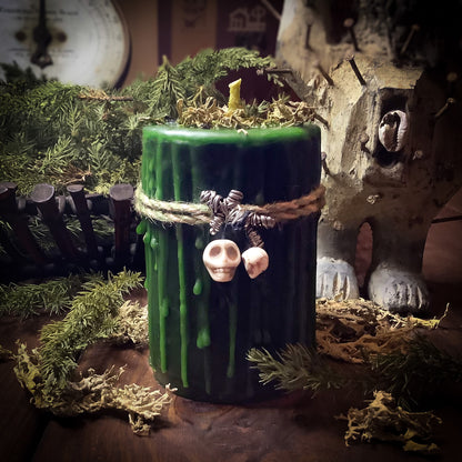Swamp Witch ~ 2.25x3.5 Spirit Lights Botanically Dyed Beeswax Pillar Candle