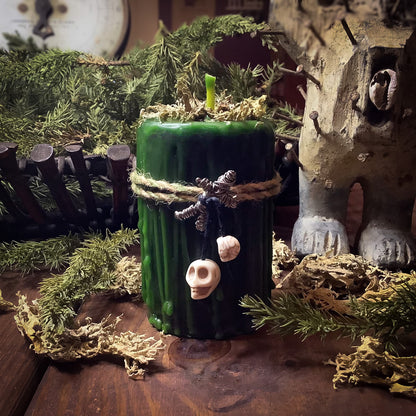 Swamp Witch ~ 2x3 Spirit Lights Botanically Dyed Beeswax Pillar Candle