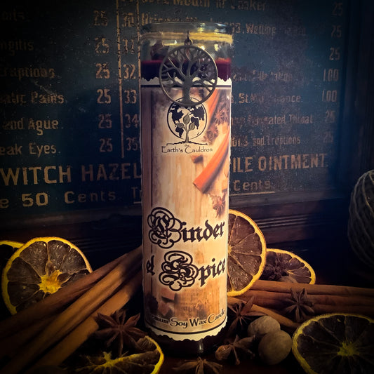 Cinder & Spice ~ 7 Day Soy Premium Scented Jar Candle, Vigil, Prayer Candle