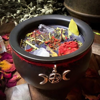 Witching Hour ~ Ceramic Cauldron ~ Handmade Candle