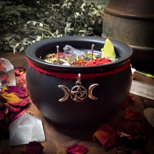 Witching Hour ~ Ceramic Cauldron ~ Handmade Candle