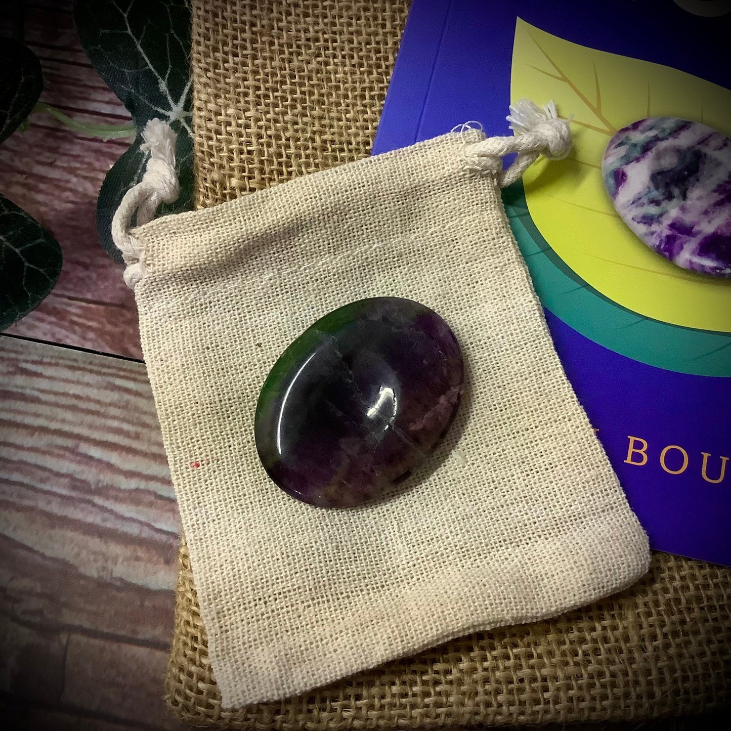Worry Stone Gift Set ~ Fluorite ~  Palm Stone
