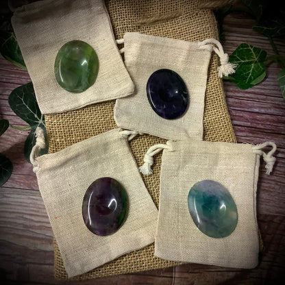 Worry Stone Gift Set ~ Fluorite ~  Palm Stone