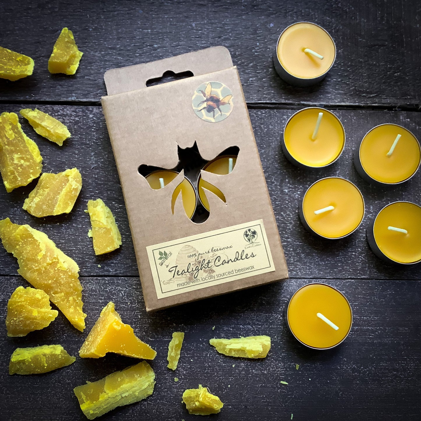 Beeswax Tealight Candles ~ Set of Six